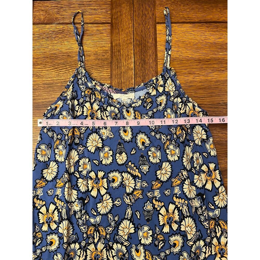 Chelsea & Violet Floral Boho Ruffle Hem Slip Dress Blue Yellow Summer Size Large - Picture 9 of 14